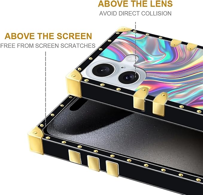 Compatible with iPhone 16 Case, Holographic Abstract Iridescent Textures Luxury - Image 5