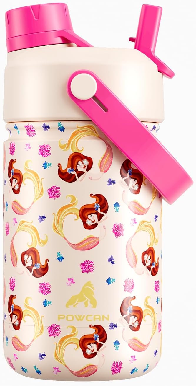 12 oz Kids Insulated Mermaid Water Bottle by POWCAN