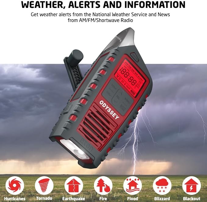 Eton Odyssey Hand Crank NOAA Weather Radio, All Band Emergency Radio, AM/FM - Image 2