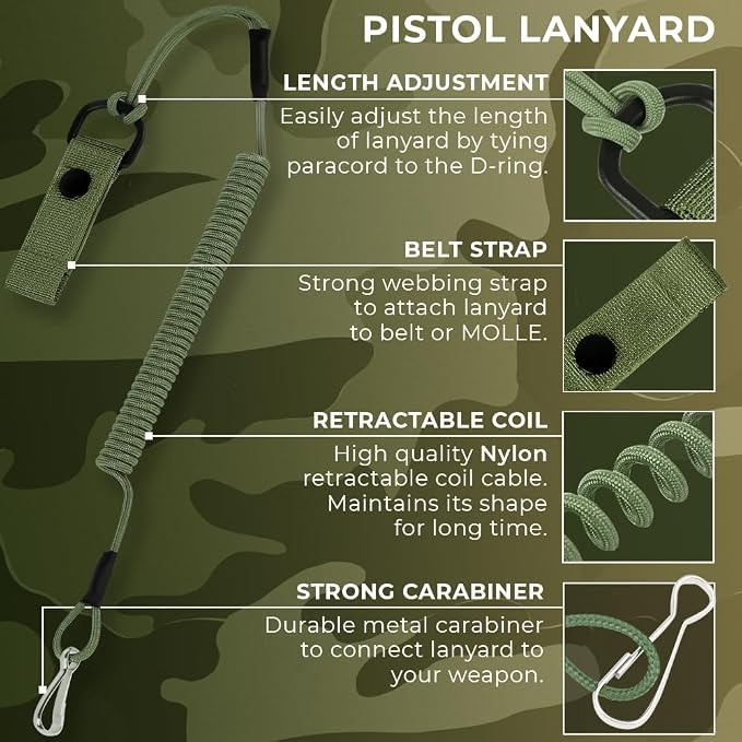 TECEUM Tactical Pistol Lanyard – 3+ Colors – Equipment Accessories - Image 2