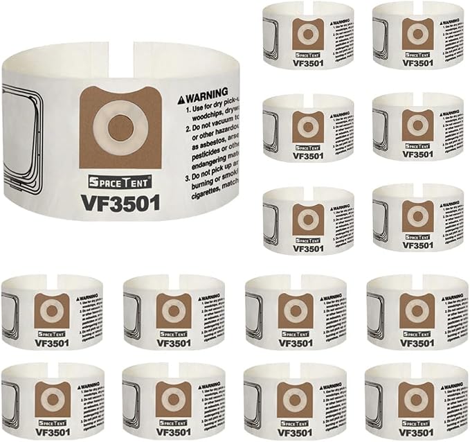 SpaceTent 15 Pack VF3501 Shop Vac Bags Size C, compatible by SpaceTent