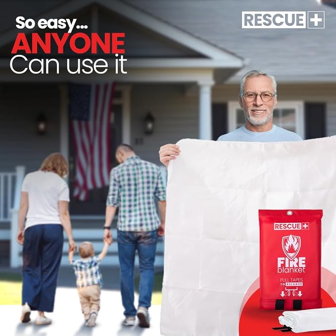 Rescue+ Emergency Fire Blanket for Home, Workplace & Travel, 40” x 40” - Image 7