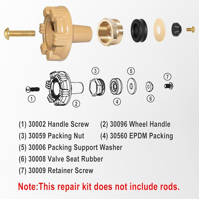 RK-14MH Outside Faucet Repair Kit Metal Handle Compatible - Image 6