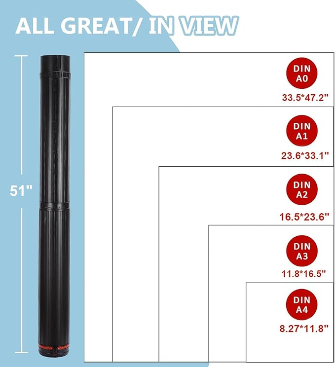 DEWEL Post Tube Expands from 30”to 51”, Waterproof Blueprint Holder Telescoping - Image 6