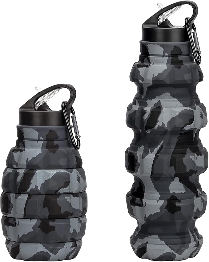 Collapsible Travel Water Bottle19.6 oz, Reuseable Silicone Foldable Water by PenghaiYunfei