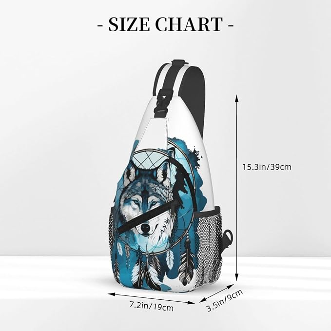 Native Wolf And Deam Catcher Sling Bag - Image 3
