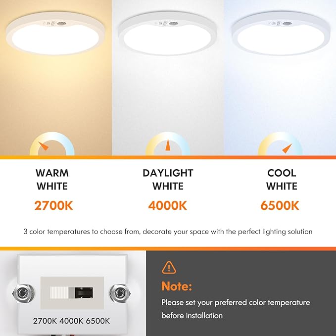 Brightever 7 Inch Motion Sensor Ceiling Light Wired, 15W 1500LM Close to - Image 3