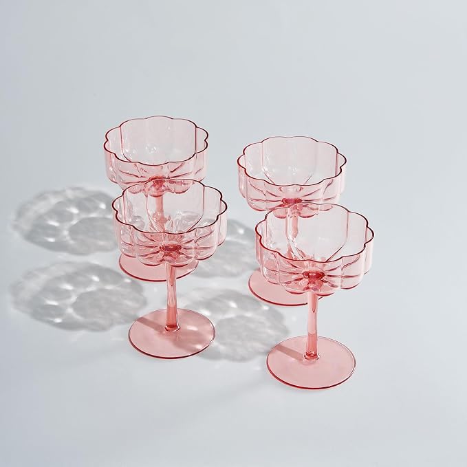 Khen Shatterproof Acrylic Flower Wavy Art Deco Martini, Champagne & Cocktail - Image 5