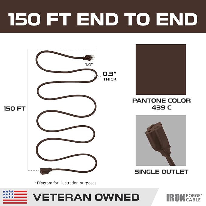 Iron Forge Cable Outdoor Brown Extension Cord 150 ft - Image 8