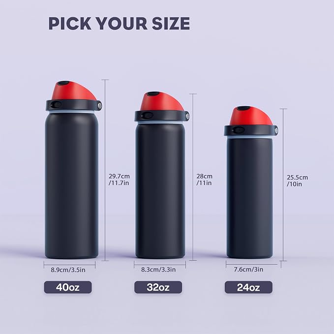 POWCAN 24 oz Stainless Steel Water Bottle: 2-in-1 Push-Button Spout & - Image 8