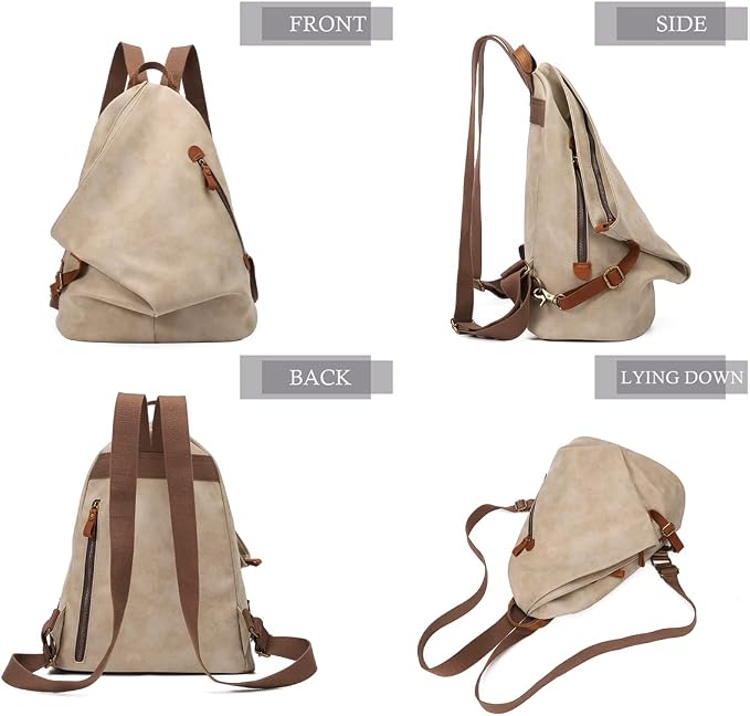 KL928 PU Leather Vintage Backpack – Large Casual Daypack Outdoor Travel - Image 9