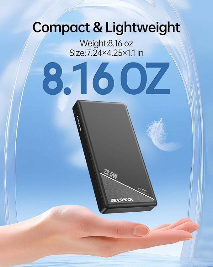 GENSROCK 2 Pack Portable Charger Power Bank 10000mAh, PD 22.5W Fast Charging - Image 3