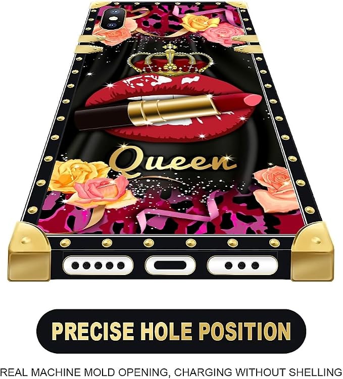Compatible with iPhone XR Case, Queen Lip Crown Leopard Print Luxury Golden - Image 5