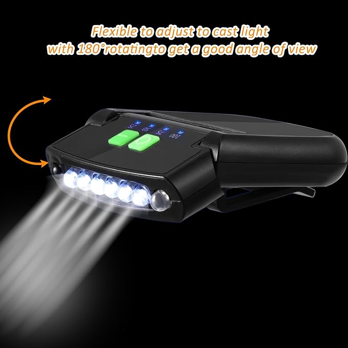 Mudder LED Clip on Cap Lights USB Rechargeable Cap Flashlight Clip Waterproof - Image 4