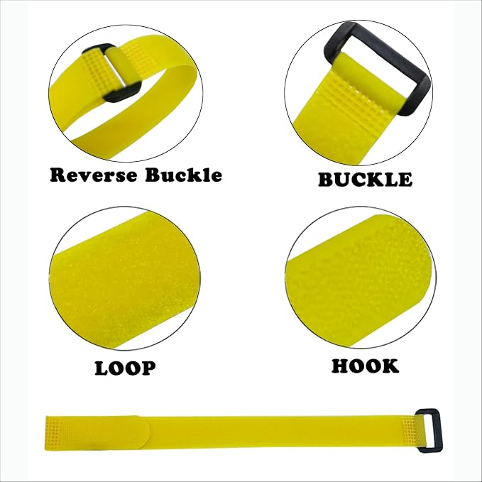 10 Pack Reusable Fastening Cable Ties and Cable Straps Yellow Color Adjustable - Image 4