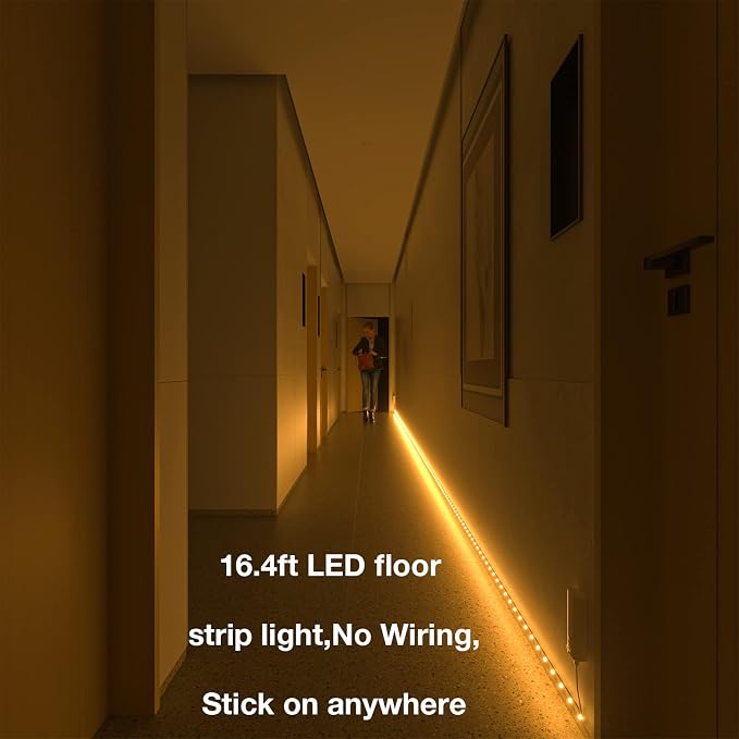 WOBANE Dual Motion Sensor Under Bed Lights, Rechargeable 16.4ft LED Light Strip - Image 5