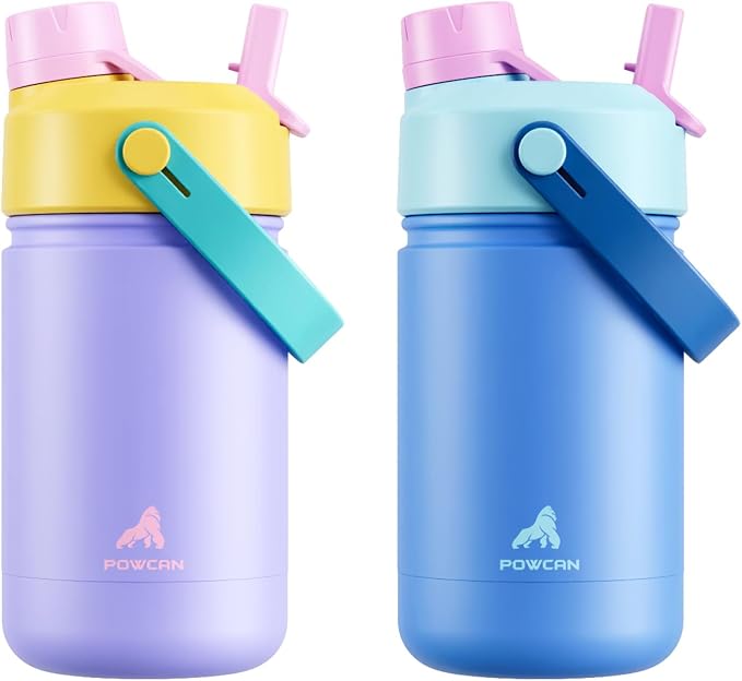 POWCAN 2 Pack 12 oz Kids Insulated Water Bottle by POWCAN