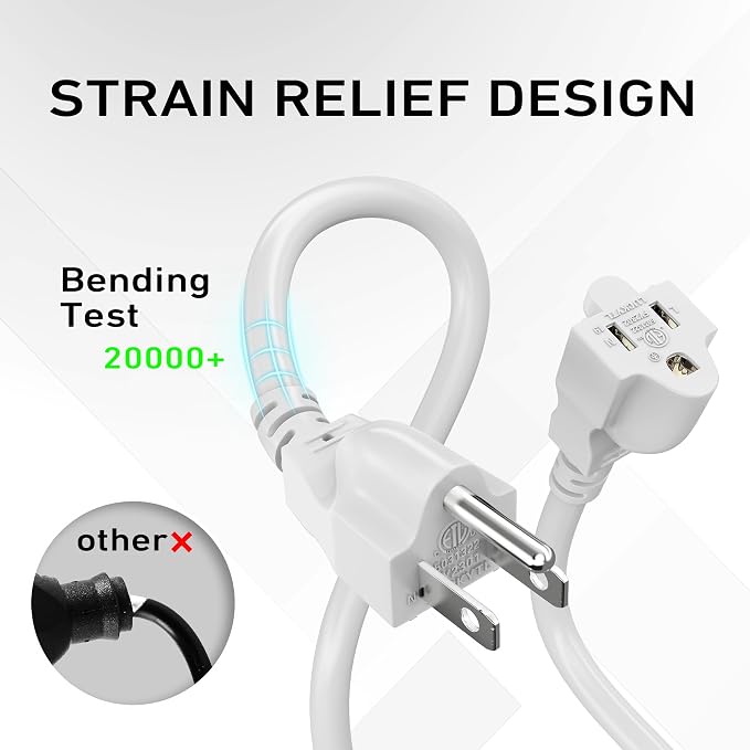 LUCKY TL Indoor Outdoor Extension Cord, 16/3 Gauge White Long Extension Cord - Image 2