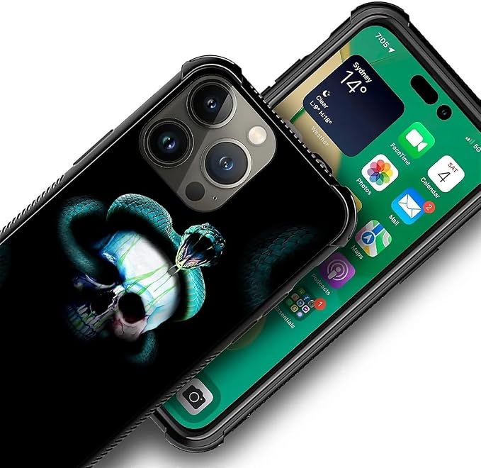 for iPhone 13 Pro Case, Skeleton Winding Snake Pattern Graphic Design Girl Boy - Image 3