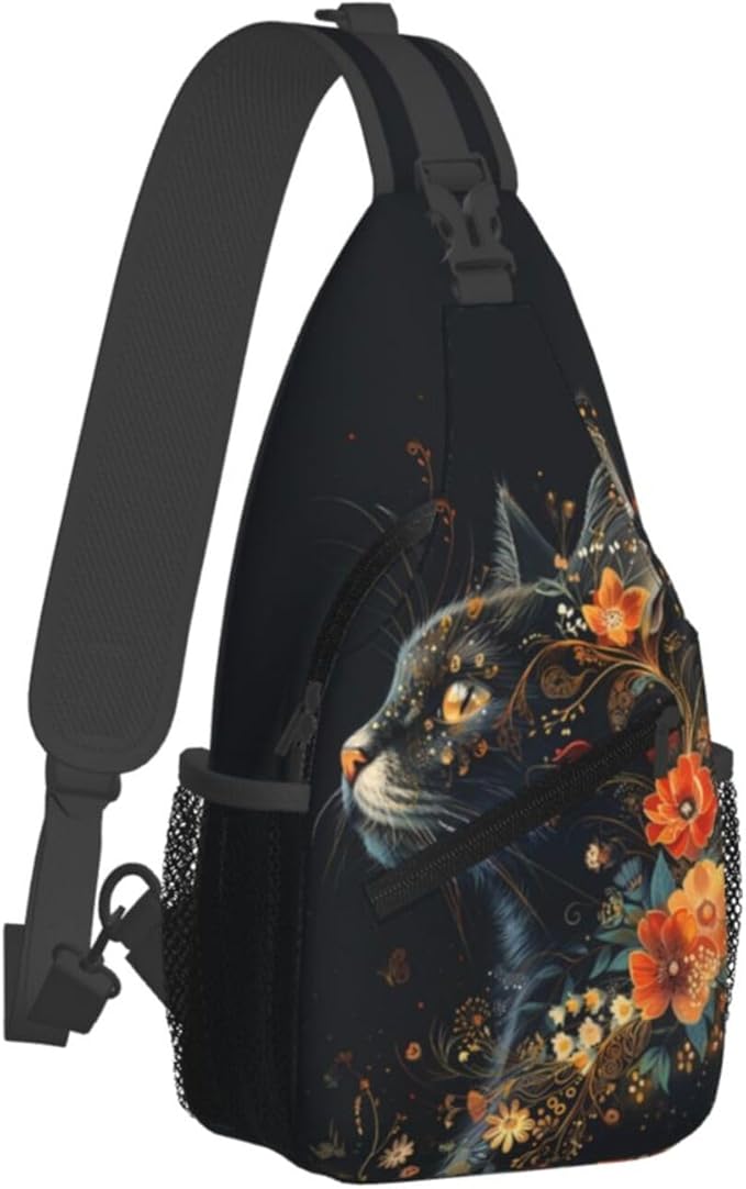Black Cat Sling Bag For Women Men Halloween Backpack Crossbody Cat - Image 2