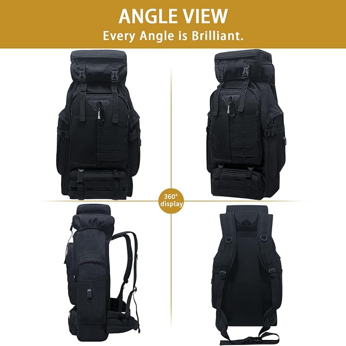 80L Camping Hiking Backpack, Large Military Tactical Backpack - Image 7