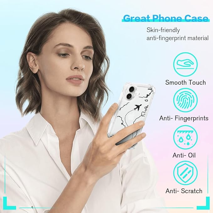 FANXI Minimalist Airplane Travel Map Phone Case Compatible - Image 4