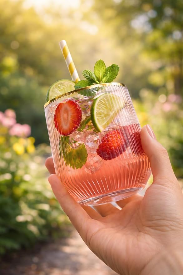 40 count 12 Ounce Ribbed Cups Origami Unbreakable Stemless Plastic Wine - Image 9