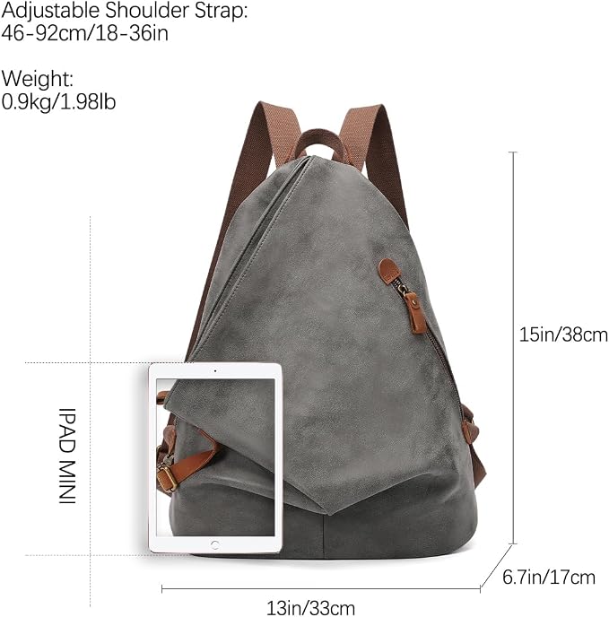 KL928 PU Leather Vintage Backpack – Large Casual Daypack Outdoor Travel - Image 2