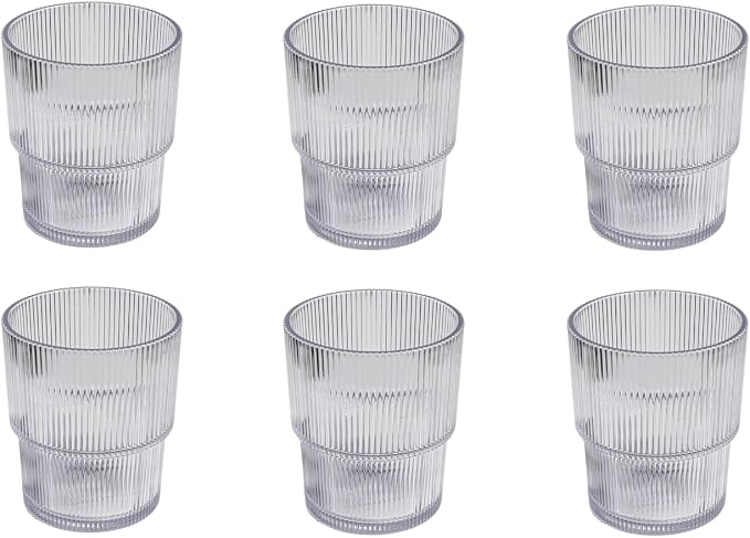 Fine Ribbed Acrylic Drinking Glass - Image 2