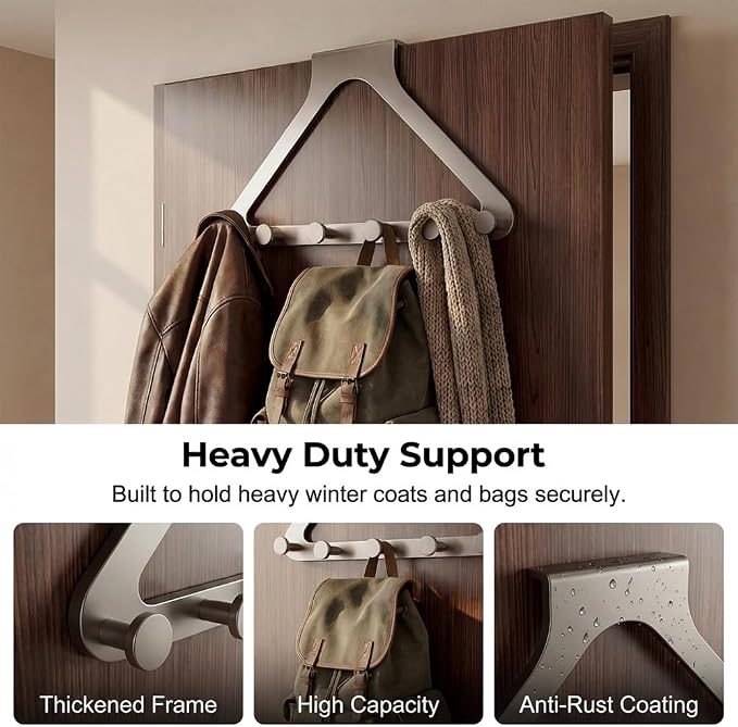 Over-The-Door Hanger Organizer, 2026 New Modern Over Door Hook, Heavy Duty Door - Image 3