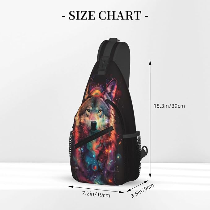 Wolf Sling Bag For Women Men Fashion Wolf Print Backpack Crossbody Shoulder Bag - Image 3