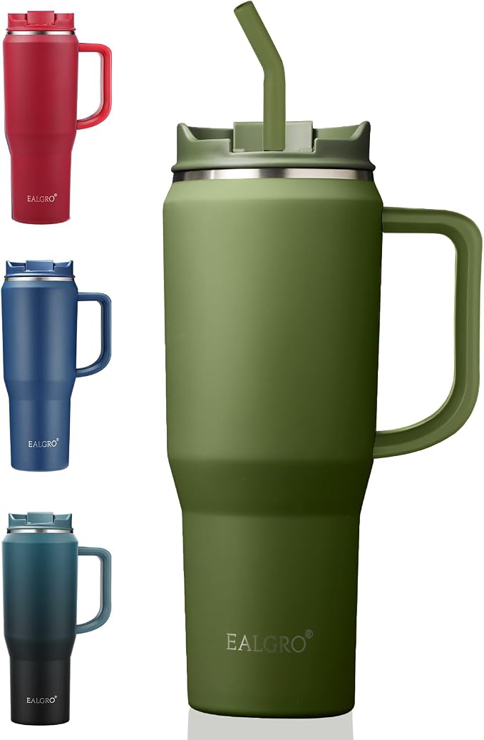 EALGRO 40 oz Tumbler with Handle, Insulated Tumblers with Lid and Straw by EALGRO