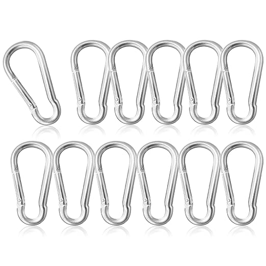 12 Pack 2" Heavy Duty Carabiner Clips, M5 Sliver Galvanized Steel Spring Snap by SEUNGCH