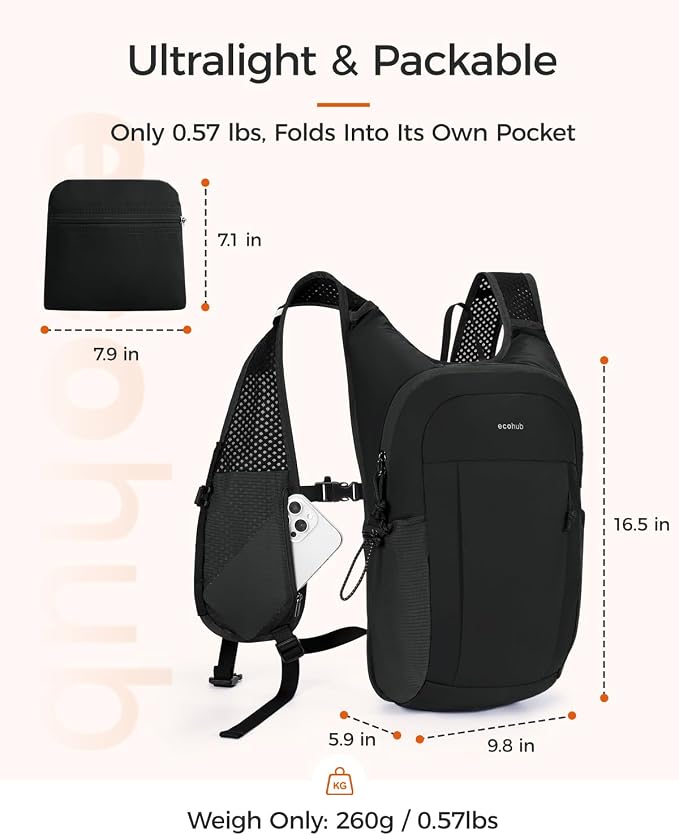 ECOHUB 15L Lightweight Packable Hiking Backpack - Image 2