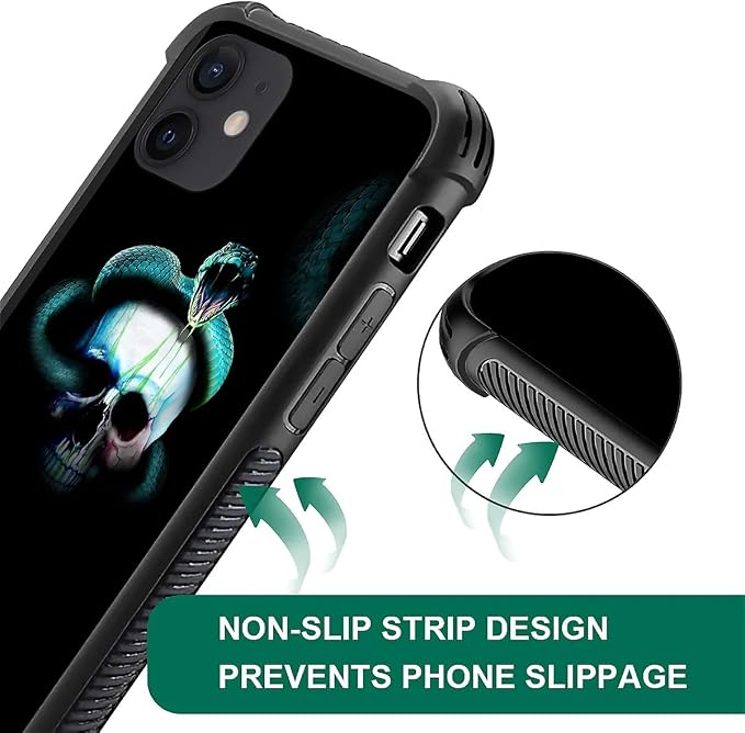 for iPhone 11 Case, Skeleton Winding Snake Pattern Graphic Design Girl Boy Soft - Image 2