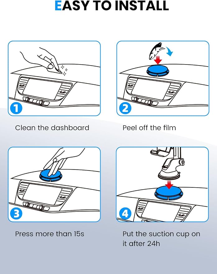eSamcore Dashboard Sticky Pad, for Suction Cup Phone Mount 3M Adhesive Pad Dash - Image 6