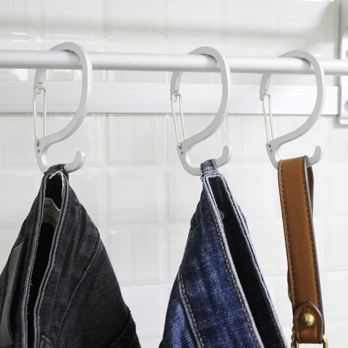 6 Pack S-Shaped Hooks with Clip Anti Drop S Hooks with Safety Buckle to Prevent - Image 3
