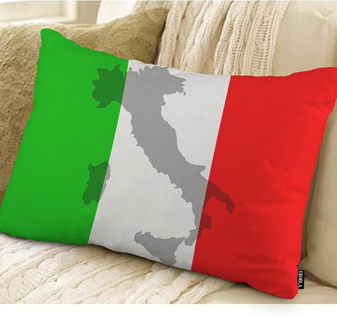 EKOBLA Decorative Cushion Cover Italian Flag Europe Country Red Green White - Image 2