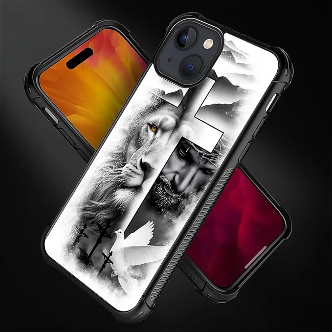 for iPhone 15 Plus Case, Lion Cross Jesus Christ Dove Pattern Made of Soft - Image 2