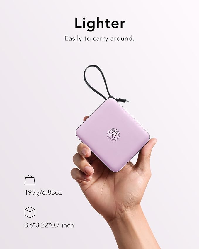 VRURC Portable Charger with Built-in Cable, 10000mAh 22.5W Fast Charging USB C - Image 4