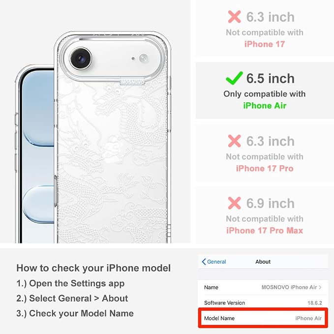 MOSNOVO for iPhone Air Case | Military Grade 6.6ft Drop Tested | Camera Control - Image 2