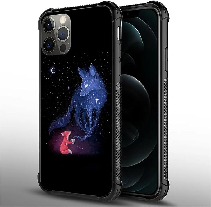 for iPhone 11 Pro Max Case, Galaxy Fox Wolf Pattern Graphic Design Girl Boy - Image 2