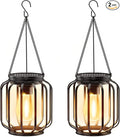 Solar Hanging Lanterns Outdoor: 2 Pack Metal Solar Hanging Lights by BONLION