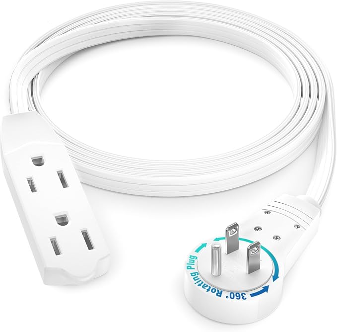 Maximm Cable 4 Ft 360° Rotating Flat Plug Extension Cord, 16/3 AWG Multi 3 by MaximmCable