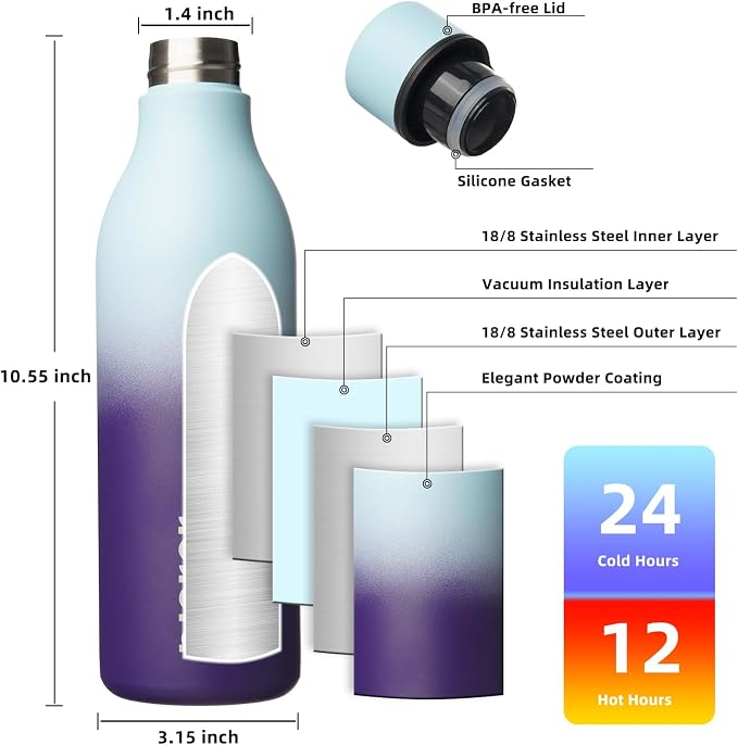 BJPKPK Insulated Water Bottles, 25 oz Stainless Steel Metal Water Bottle - Image 3