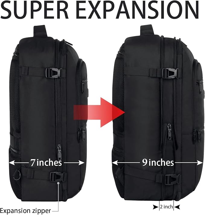 Vancropak Carry On Backpack, 45L Expandable Extra Large Travel Backpack - Image 3