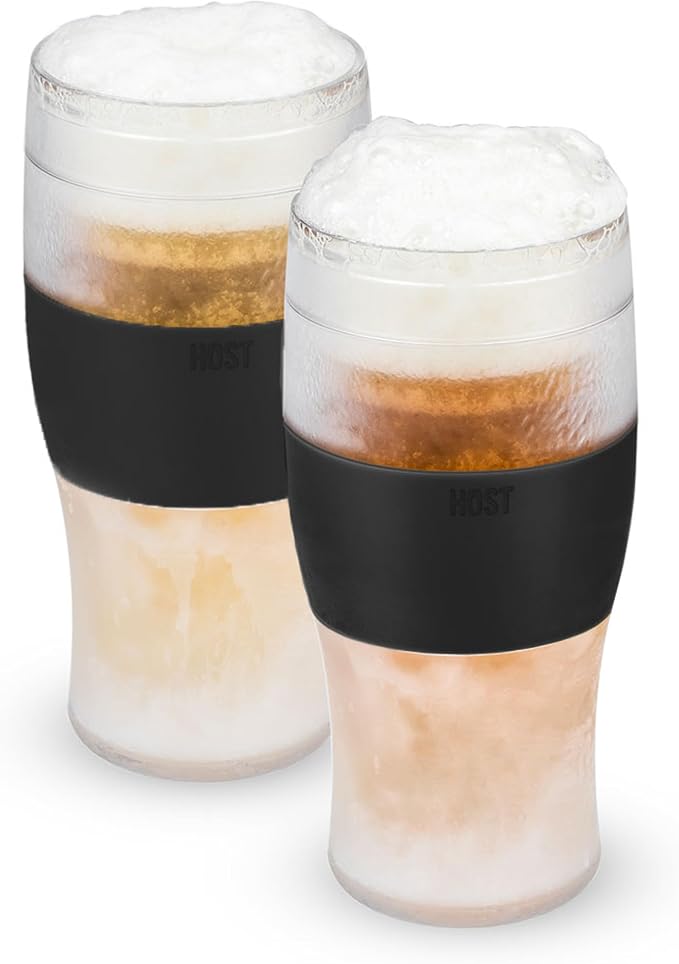 Host FREEZE Beer Glasses, Frozen Beer Mugs, Freezable Pint Glass Set, Insulated by HOST
