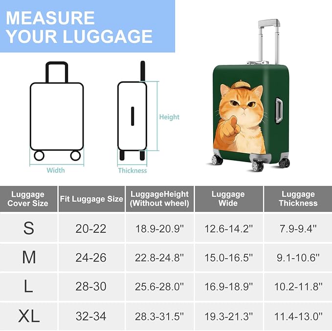 ANNA QUEEN Funny Cat Luggage Cover, Cute Cartoon Stretchable Suitcase Protector - Image 7