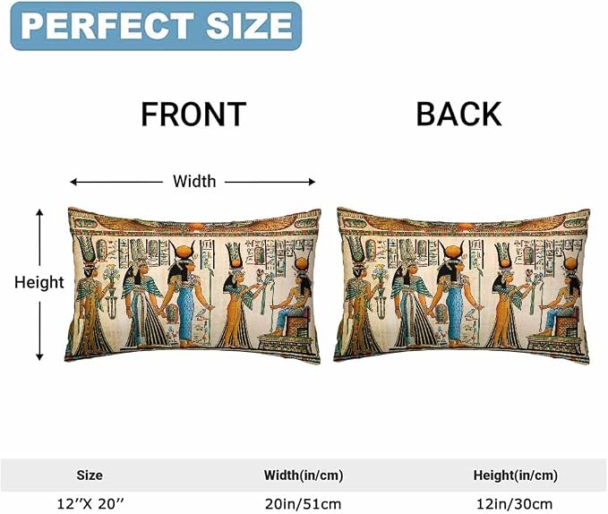 Old Egyptian Empire Couch Pillow Covers 12 X 20 0 Set of 2 Pillowcases - Image 2