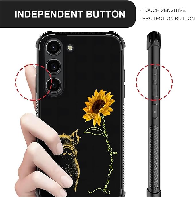 for Samsung Galaxy S23 Case, Pig Sunflower Yellow Sunshine Pattern Graphic - Image 5